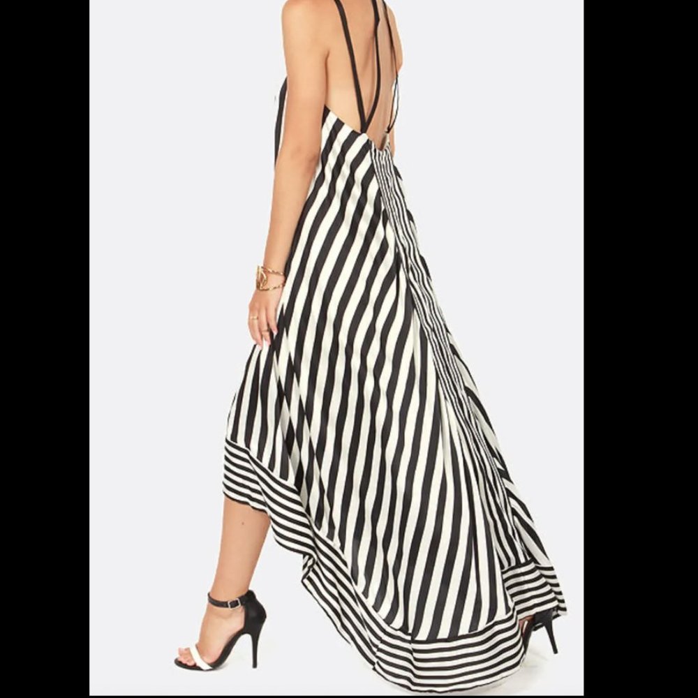 BCBCMaxAzria High-low Maxi Striped Halter Dress